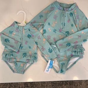 Carters Baby/Toddler Long Sleeve Rash Guard Swimsuit - Sibling Matching